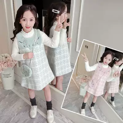 Girls Suspender skirt Autumn and winter fragrant Western style little girl princess skirt Children's sweater skirt 8 suit skirt