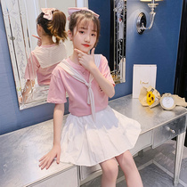 Girl Summer Dress Short Skirt Day Ensemble Jk Uniform Suit Dress Children College Wind Polo 7 Little Girl 100 Pleats Half Body Dress 9