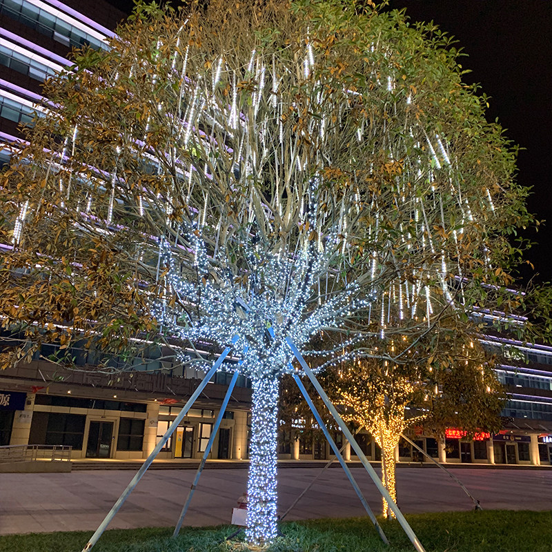 Solar meteor shower LED lights streamer flashing lights outdoor waterproof tree lights Christmas wedding decoration streamline lights