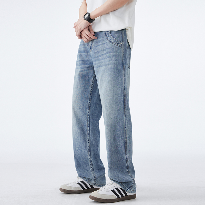 Focus on Quality! Austria Exclusive! Bargain Wide-Leg Pants, Men's Straight Loose Jeans, Export Cut-Label Summer