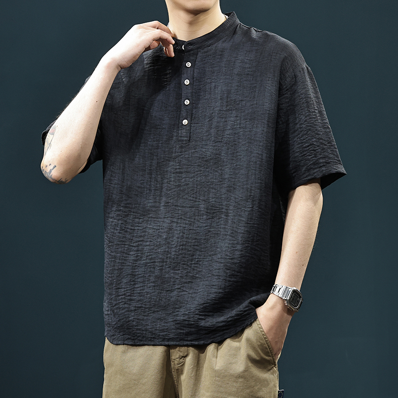 Odm Company List! Enjoy Short Collar +! Foreign Trade Original Single Cut T-Shirt Men's Short-Sleeved Casual Trendy Brand Summer Breathable