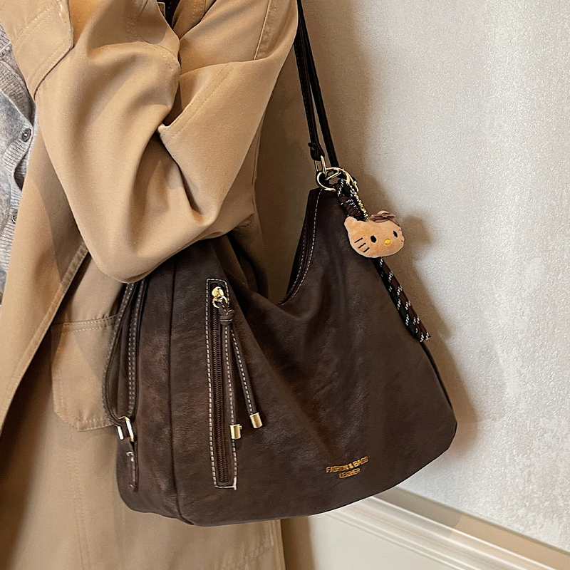 Retro Bag Women's 2025 New Style Backpack Work Clothing Versatile Single Shoulder Crossbody Bag Large Capacity Tote Bucket Bag