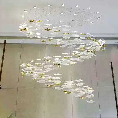 Ceiling environment layout ceiling pendant hotel shopping mall air interior decoration electroplating leaves jewelry shop hanging