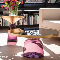 Light luxury marble side several tempered glass corner post modern simple hotel balcony cafe milk tea shop coffee table