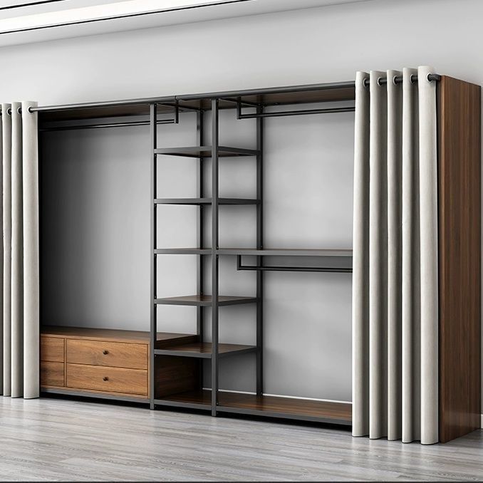 Open Wardrobe Bedroom Floor-Standing Metal Clothes Rack LAOSHU Cloakroom Assembly Walk-In Clothes