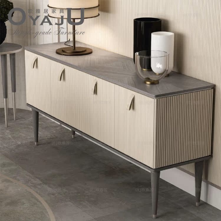 Light extravagant American TV cabinet minimalist Superior Grey full-mounted living room decorated with storage cupboards