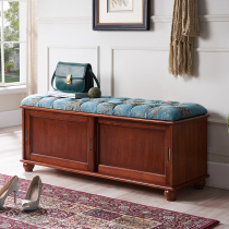 American full solid wood changing shoes stool soft bag cushion home doorway door-in-door shoe-stool-type sittable shoe cabinet wearing shoes stool