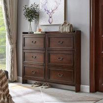 American solid wood ultra-thin flip shoe cabinet household door large capacity simple entry into ultra-narrow collection cabinet one wall