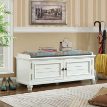 European solid wood changing shoe stool household doorway to wear shoe stool American simple soft pack cushion shoe cabinet seat type