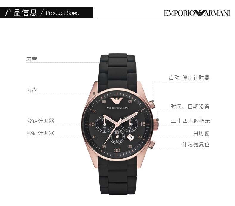 Emporio Armani 阿玛尼 男士休闲运动石英表 AR5905 图2