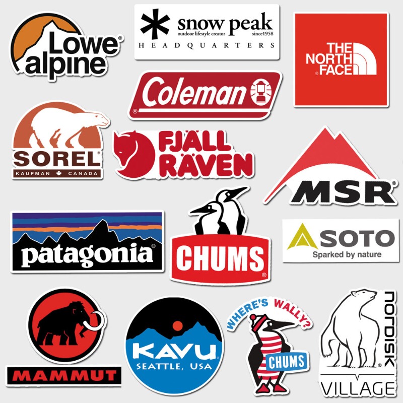 Outdoor Hiking Camping Tent Adventure Backpacking North Face Chums Extreme Water Bottle Logo Helmet Sticker Painting
