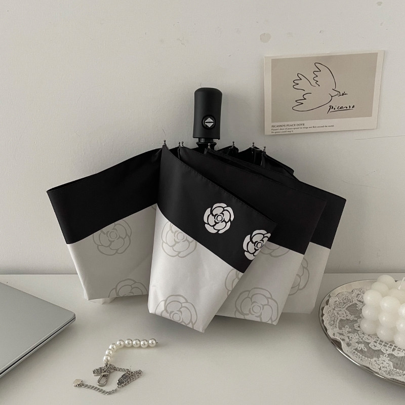 Haru Retro Small Scent Wind Ins Full Automatic Sunny Umbrella Dual-use style folding sun umbrellas sunscreen umbrellas female