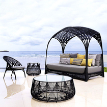 Outdoor vine tablechair beach chair bed terrace sun proof bird nest balcony sofa chair combined tea courtyard