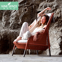 Nordic outdoor sofa Soft decoration Villa area Courtyard Sun room Outdoor small apartment Designer Balcony rattan chair footrest