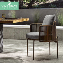 Outdoor sofa Balcony rattan chair Table and chair combination Single rattan woven three-piece backrest chair Household living room lazy recliner