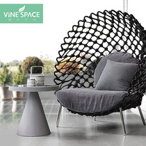 Outdoor balcony rattan chair Sofa Single rattan woven table and chair Three-piece small chair Household living room Lazy birds nest recliner
