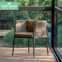 Outdoor rattan chair Simple modern Nordic net red home hotel club model room Balcony leisure chair combination coffee table