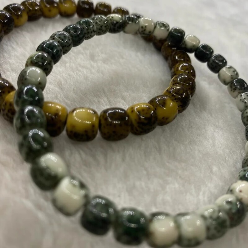 Green-Backed Pufferfish Star-Moon Bodhi Seed Bracelet with Natural Stone and Jade Material, Large White Space, No Moonlight, Original Ecological, High Oil Content, Hainan