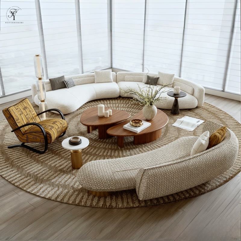 Hotel Lobby Reception Area Curved Sofa, Sales Office Negotiation Sofa, Villa Model Room Beauty Salon Sofa Set
