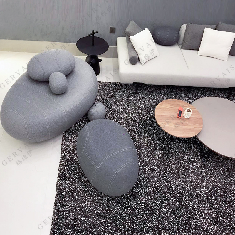 Fiberglass cobblestone soft bag stool creative imitation stone stool model leisure chair sales office combination seat
