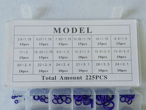 Импортные резиновые кольца, шайба, предохранитель, 18 ячеек