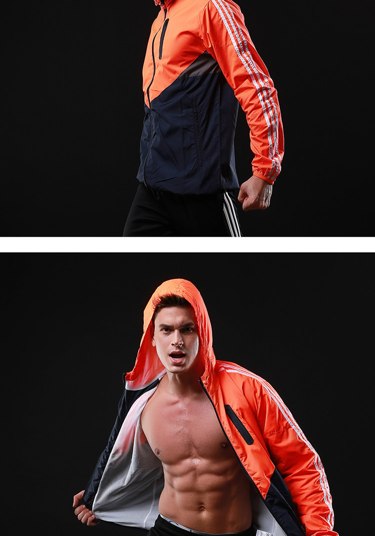 Mùa xuân và mùa hè thể thao áo gió nam chạy bảo vệ chống nắng quần áo windproof thở trùm đầu cardigan thường phần mỏng thể thao khô nhanh áo áo gió đôi