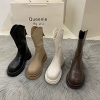 Martens, белые эксклюзивные короткие сапоги, высокие сапоги, ботинки, Гонконг, 2021 года, подходят для весны и осени, из натуральной кожи, средней длины