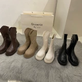 Martens, белые эксклюзивные короткие сапоги, высокие сапоги, ботинки, Гонконг, 2021 года, подходят для весны и осени, из натуральной кожи, средней длины