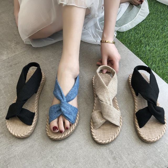 Summer Fashion Roman Sandals Female Fairy Style Ins Trend 2024 Summer Comfortable Student Versatile Flat Bottom