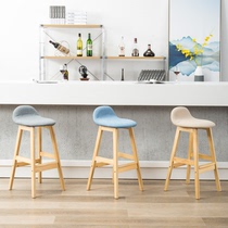 Solid wood bar chair modern simple Nordic coffee bar high foot chair bar stool home front backrest bar chair