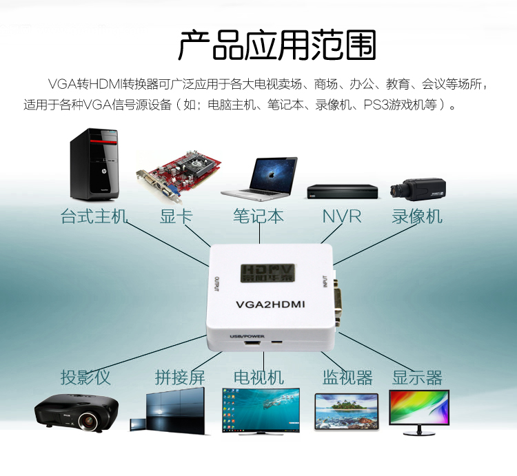 Vga bật đầu chuyển đổi hdmi Âm thanh HD nguồn USB máy tính bật TV hiển thị giao diện tín hiệu video - TV tivi TCL