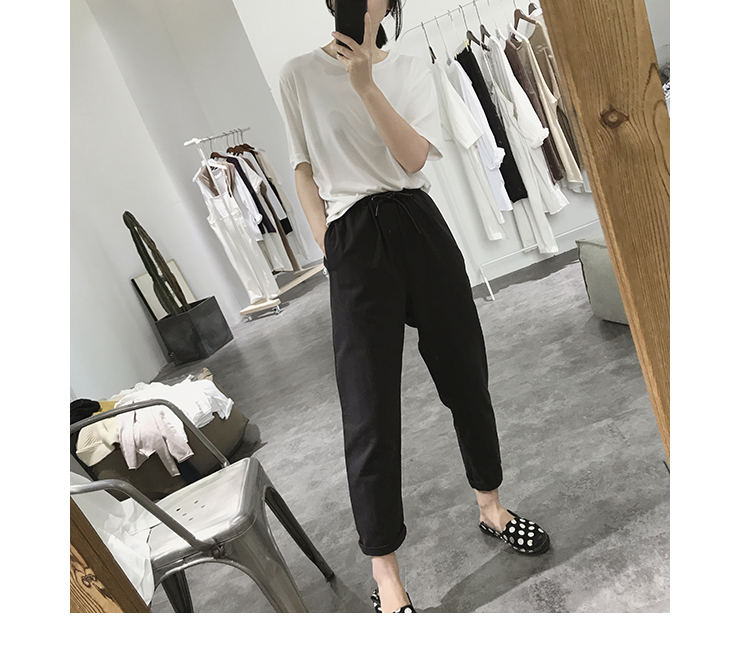 Quần cotton chín mùa xuân hè hè phiên bản Hàn Quốc của quần thun thun quần lọt khe quần âu cao eo cao - Quần Harem quần nữ cá tính