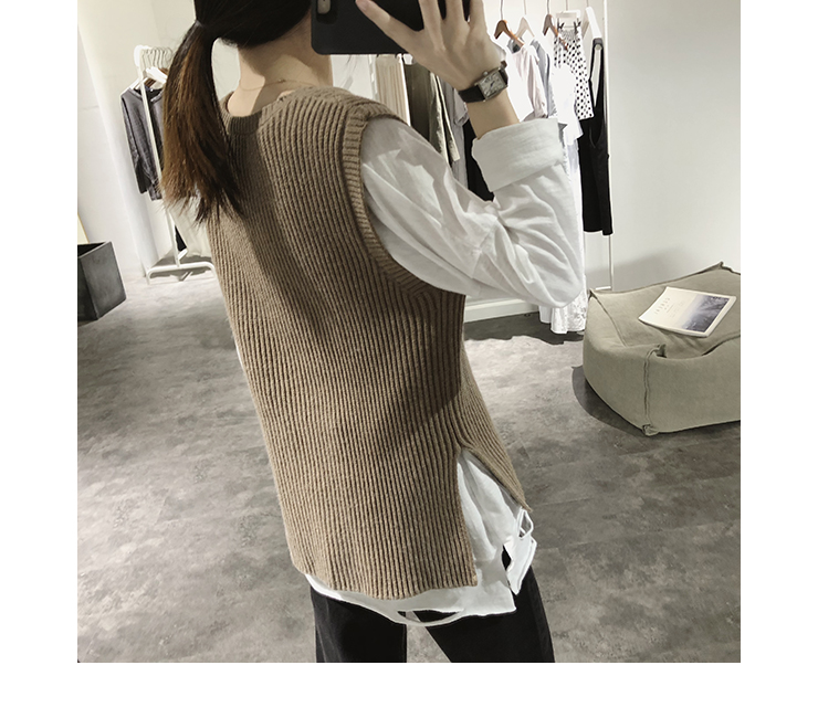 Áo khoác vest nữ mùa xuân và mùa thu slim slim retro phiên bản Hàn Quốc của áo len cổ lọ đơn giản không tay áo dạ nữ dáng ngắn