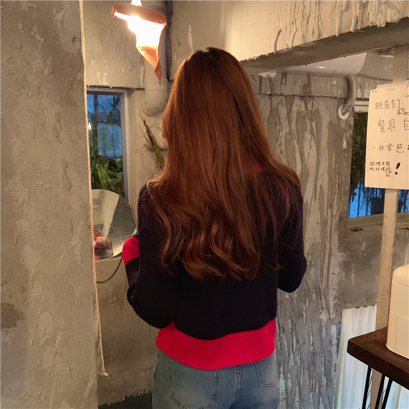 VK旗艦店 韓國風復古撞色針織單品外套