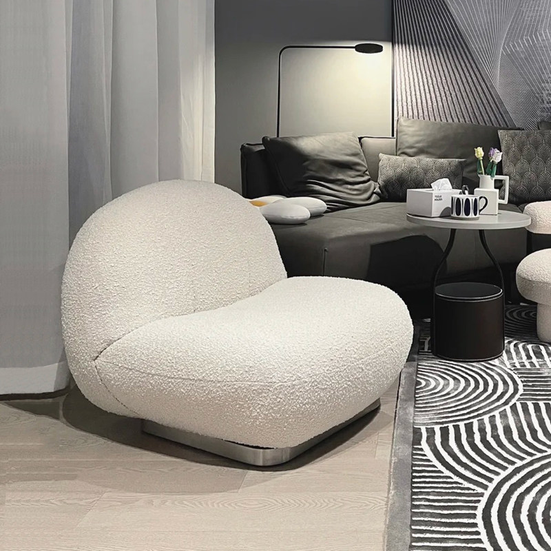 Nordic light luxury lamb velvet fabric single sofa white fat Sydney chair lazy leisure chair living room net red chair