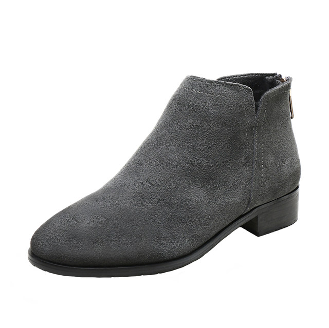 Leather Chelsea boots for women's temperament French small ankle boots for women's autumn and winter plus velvet
