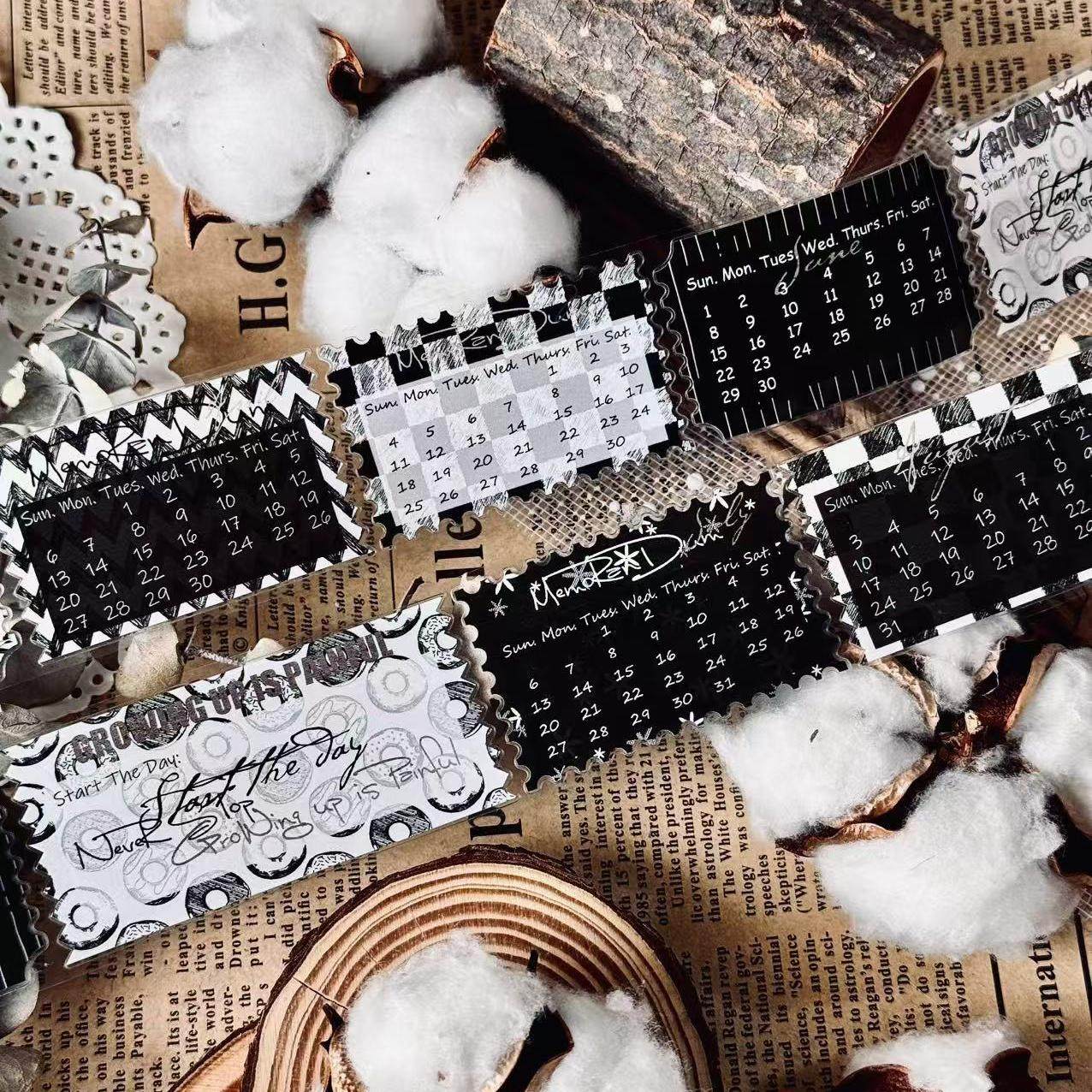 霖蓝汐原创手账胶带【日历便签】PET切模手账封口贴胶带拼贴装饰