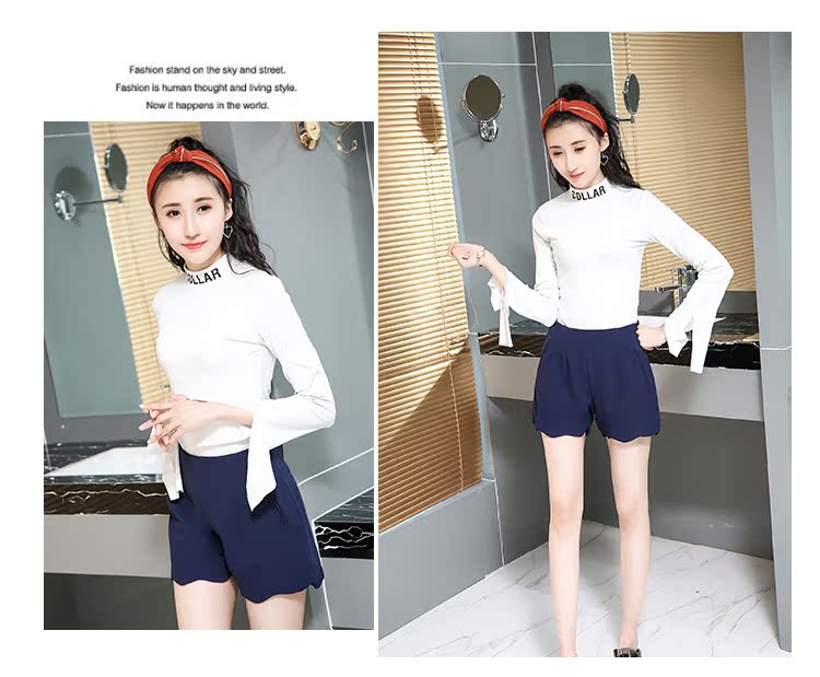 Cool aga mùa thu thời trang mới màu rắn hoang dã xu hướng đơn giản chất liệu quần short 1522 quần áo nữ