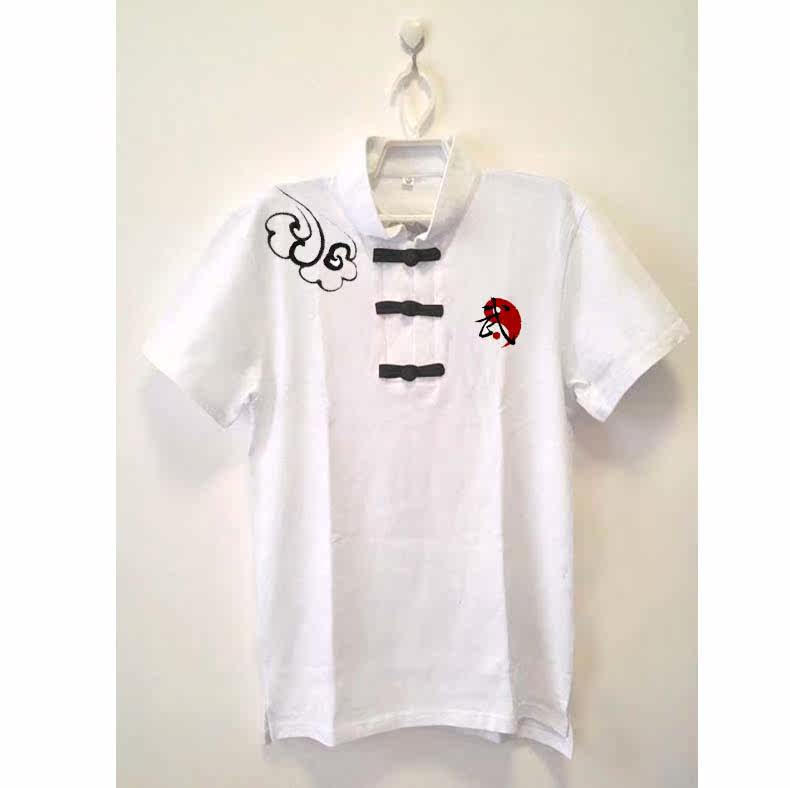 Cotton short-sleeved Chinese martial arts clothing Chinese T-shirt children's adult martial arts clothing training clothing martial arts performance clothing customization