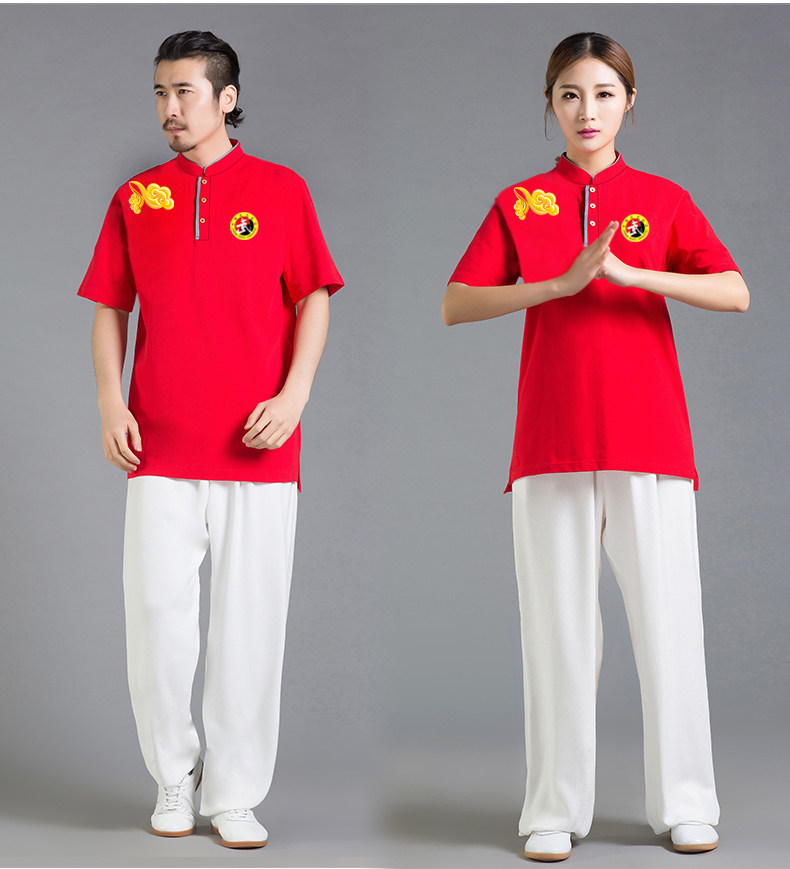 Cotton Chinese Standing Collar T-Shirt Martial Arts T-Shirt New Martial Arts Costume Custom Kung Fu Shirt Practice Suit Martial Arts Performance Costume