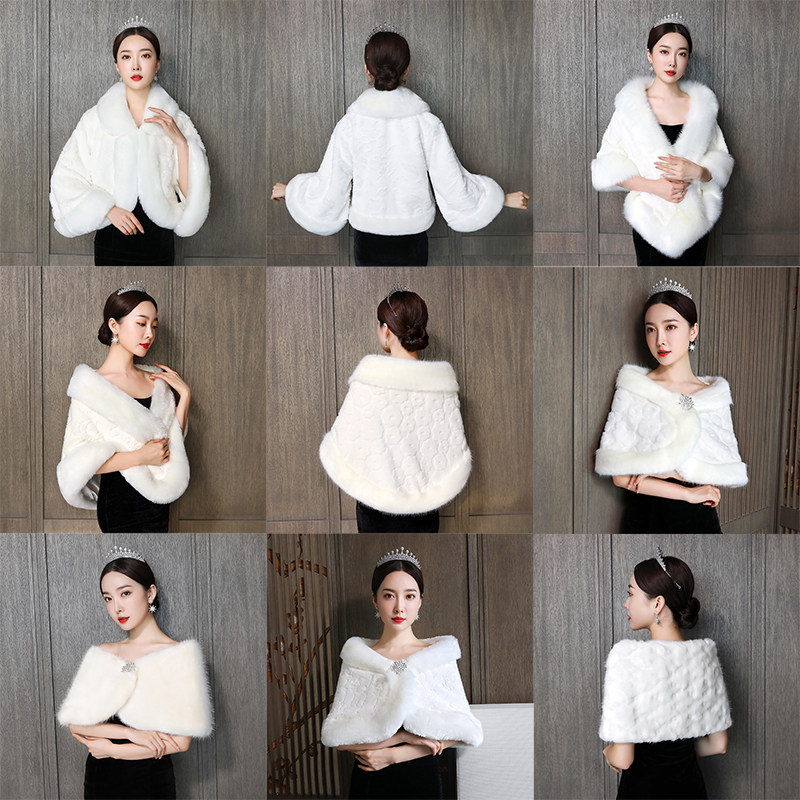 2020 new wedding Mao shawl bridal bridesmaid wedding instrument warm cloak wedding dress with long shawl