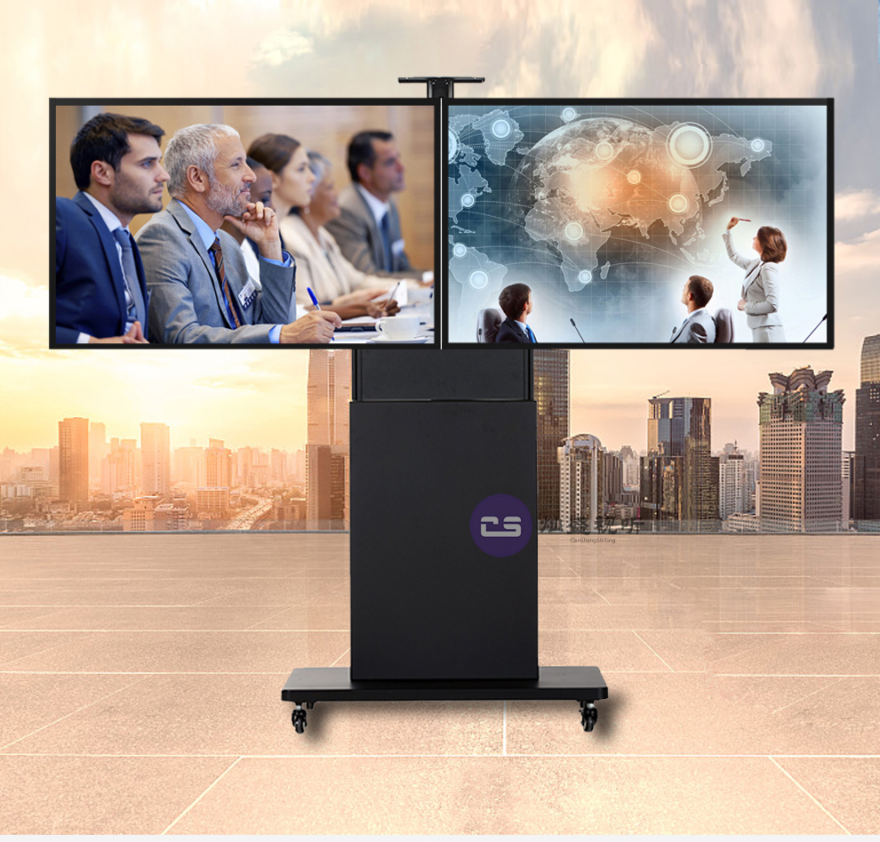 Mobile cart Mobile bracket hanging rack Double screen VMM55-2D Double screen box Mobile TV Rack All-in-one-Taobao