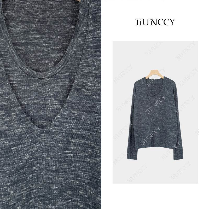 Jiunccy【Double】Iridescent Linen Blended Floral Yarn Vest Pullover Knitwear Two-Piece Set 52Yzz009