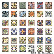 Embossed vintage tiles small tile tiles toilet wall tiles kitchen balcony Spanish floor tiles fashion flower pieces 150