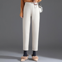 Big code pituitary fur kharen pants female spring autumn 90% 200 catty loose small sub-granny straight tube smoke tube pants