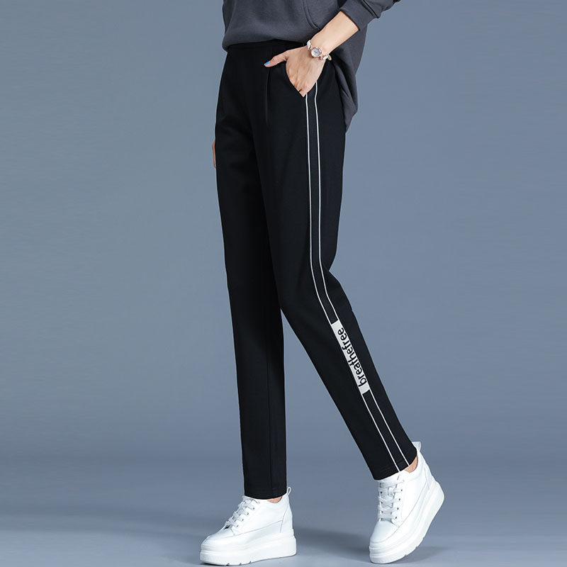 Side Striped Sports Pants Women Pants Spring Autumn New Gats Up overweight mm Straight cylinder loose Conspicuated Casual Thick Cotton Pants
