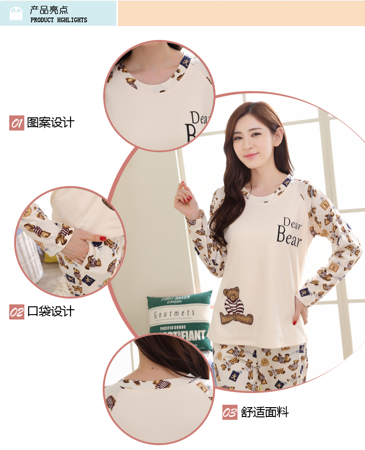 Đặc biệt hàng ngày cặp đôi đồ ngủ dài tay mùa xuân và mùa thu Phiên bản Hàn Quốc của dịch vụ nhà mỏng phần phụ nữ dễ thương phim hoạt hình nam dịch vụ nhà bộ mặc nhà trung niên