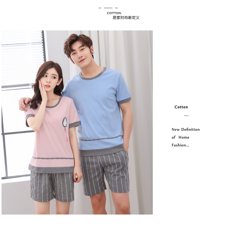 Vài Đồ Ngủ Mùa Hè của Phụ Nữ Bông Ngắn Tay Áo Phim Hoạt Hình Dễ Thương Hàn Quốc Trang Chủ Dịch Vụ Nam Mặc Kích Thước Lớn Bộ đồ bộ mặc nhà