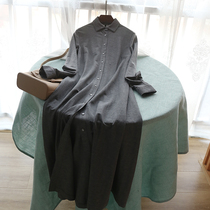 Upper body effect cruel surprise show your curved beautiful shirt style lapel women long dress 2513