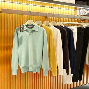 2025 new autumn and winter men's high-end layered wool blended sweater polo neck polo sweater 1366 2025 new autumn and winter men's high-end layered wool blended sweater polo neck polo sweater 1366